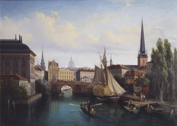 View of the Riddarholmskanalen, Stockholm in 1835